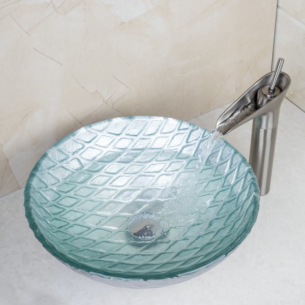 Turin Round Bathroom Sink with Waterfall Faucet 